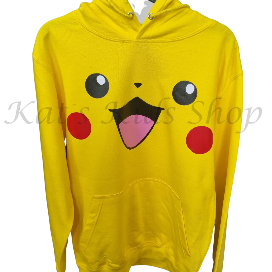 Pikachu face Yellow Hoody Kat s Kids